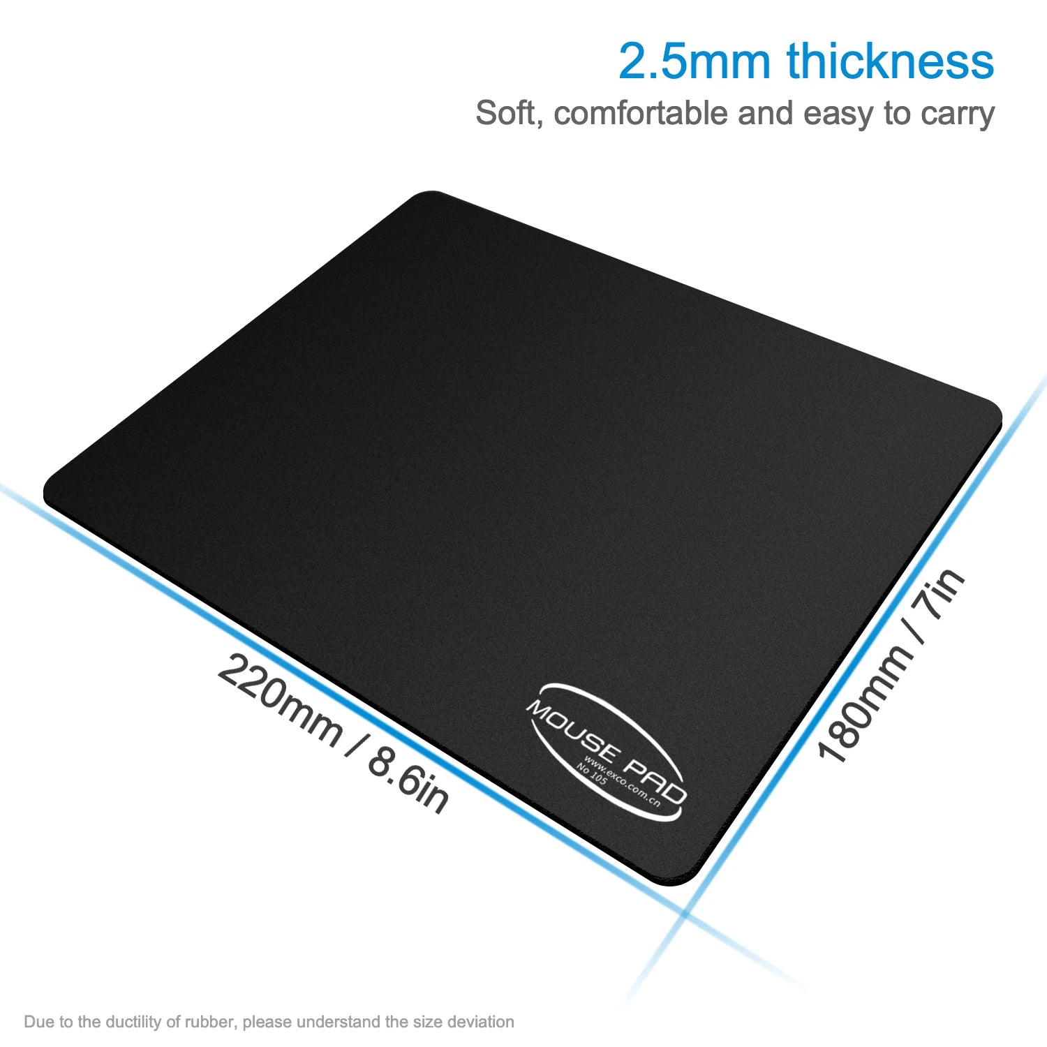EXCO Office Mouse Pad Small Smooth Cloth Surface Gaming Mousepad with Anti-Slip Rubber Base for Computer Laptop Home Portable