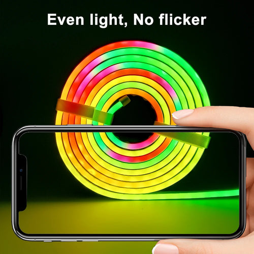 DC5V RGBIC Neon LED Strip Light WS2812 Waterproof Silicone Gel Sign Tape Soft Flexible Fairy Light For Room Wall Decor 1M-5M