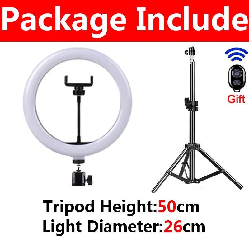 LED Selfie Ring Lighting Photographic Selfie Ring Lamp USB Remote Fill light With Tripods Stand Holder For Video Live Recording