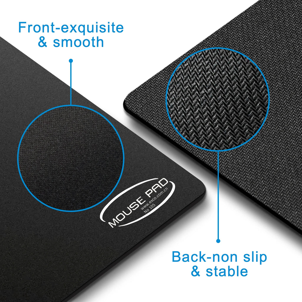 EXCO Office Mouse Pad Small Smooth Cloth Surface Gaming Mousepad with Anti-Slip Rubber Base for Computer Laptop Home Portable